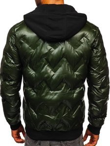 Zelena prijelazna muška bomber jakna s kapuljačom Bolf 6590