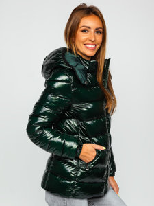 Zelena prošivena jakna ženska zimska s kapuljačom  Denley B9583