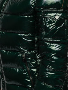 Zelena prošivena jakna ženska zimska s kapuljačom  Denley B9583